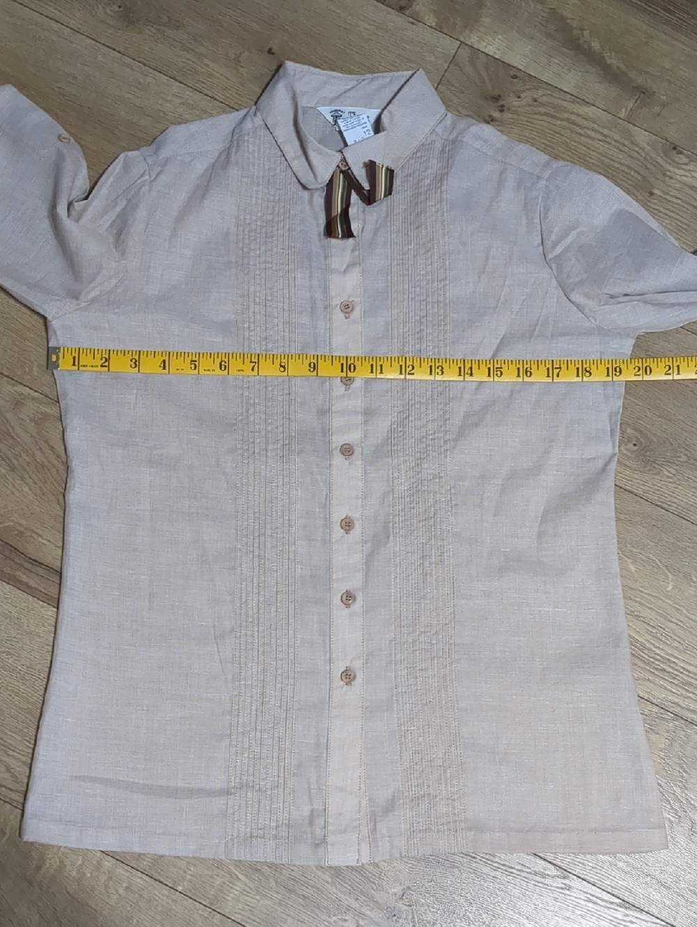 Vintage 1980s It's Gailord Womans Vintage Light Brown Blouse Size 12 NWT - Picture 5 of 12
